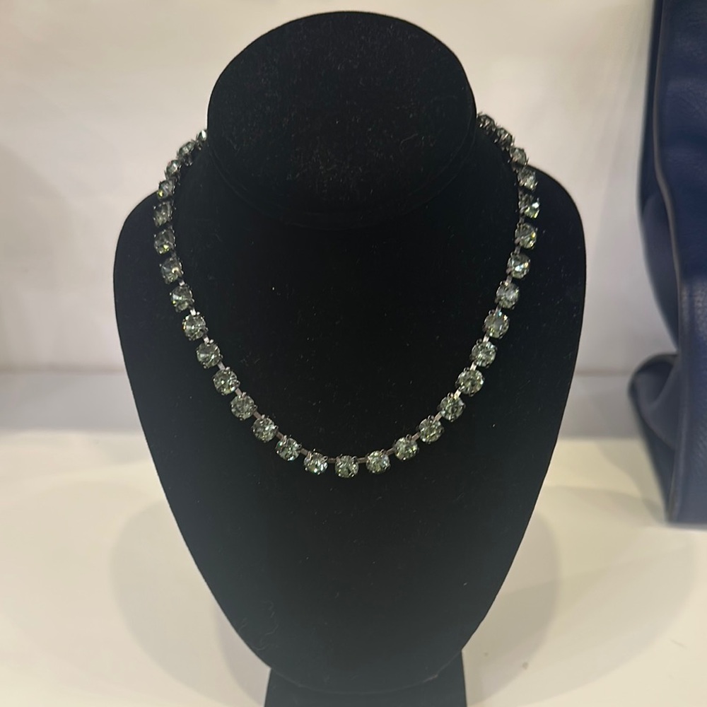 Green Crystal & Gunmetal Necklace